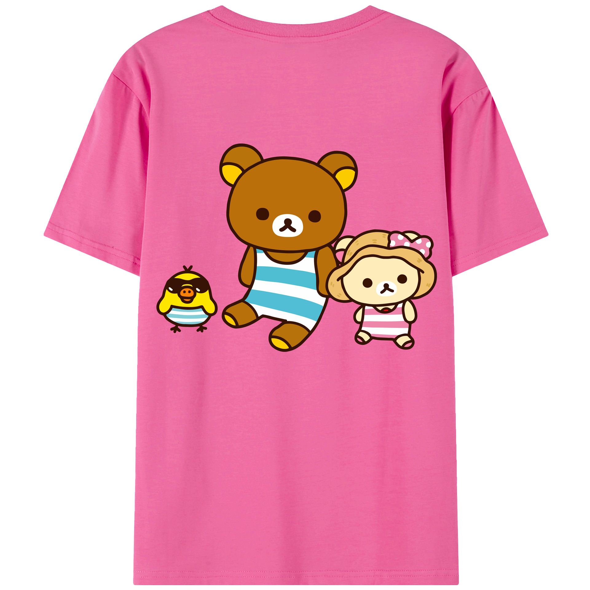 （画像用） リラックマ リラックマ キイロイトリ Rilakkuma Korilakkuma Kiiroitori レディース半袖Tシャツ(バックプリント)